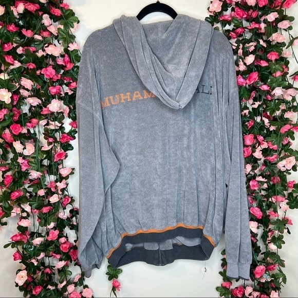 🌹VTG Platinum Fubu Muhammad Ali Gray Fleece Zip Up Hoodie Mens XL Y2K - Picture 6 of 8
